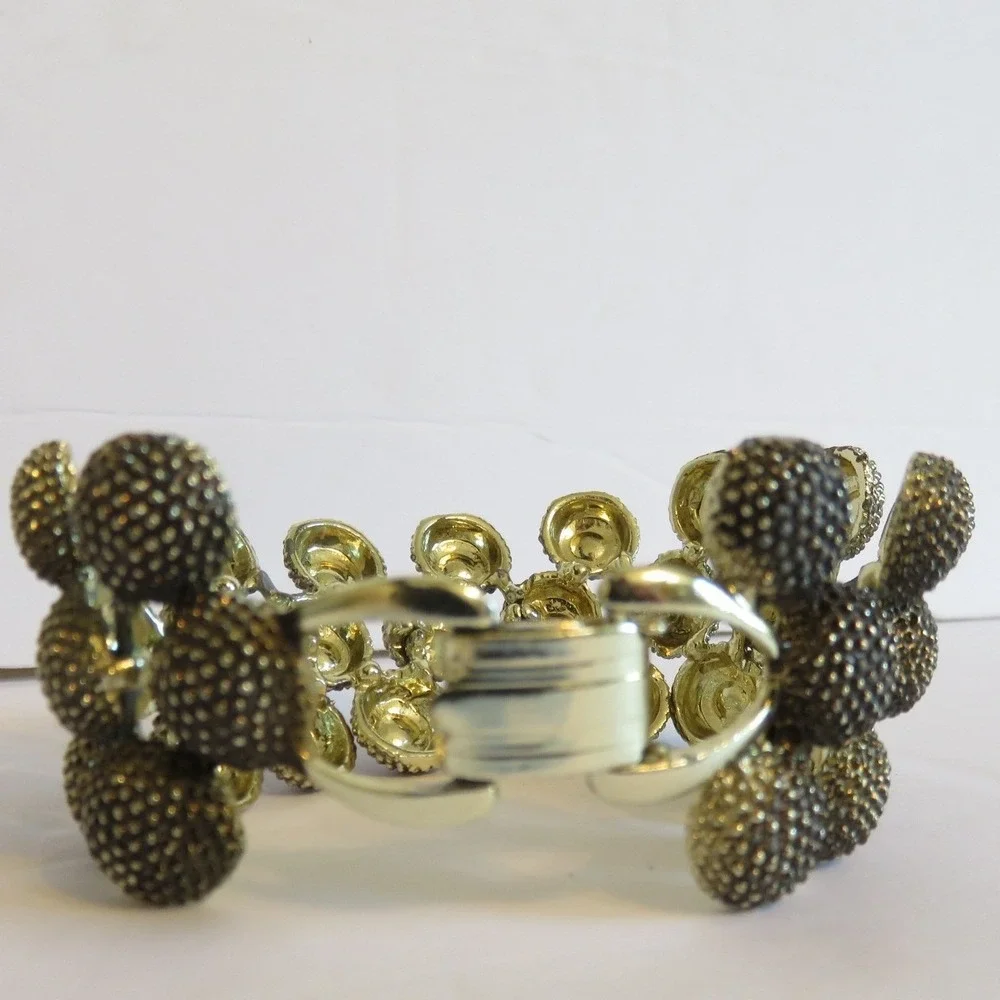 Vintage Gold‎ Tone Textured Half Bead Bracelet Women Fashion Jewelry